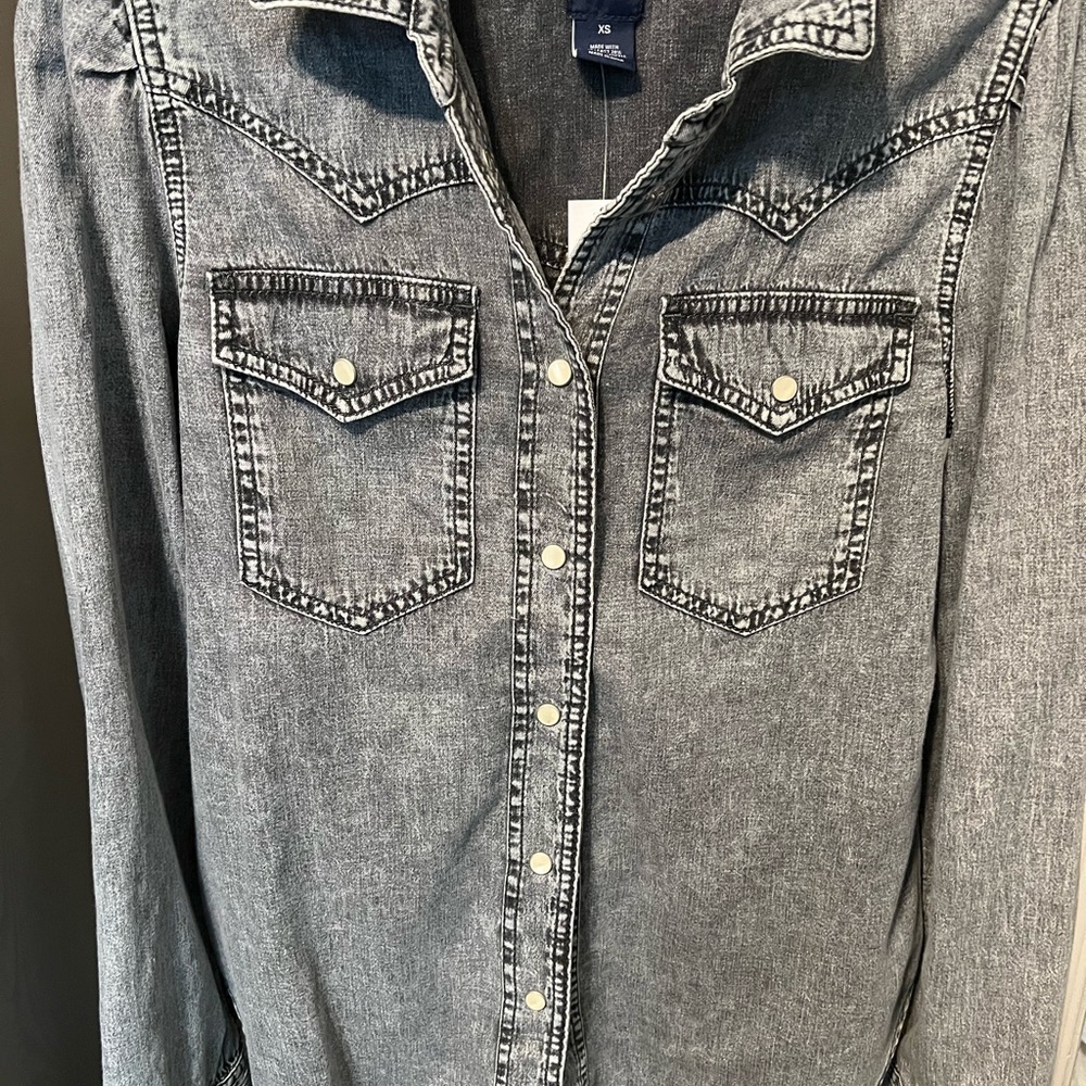Gray Denim Button-Up Shirt